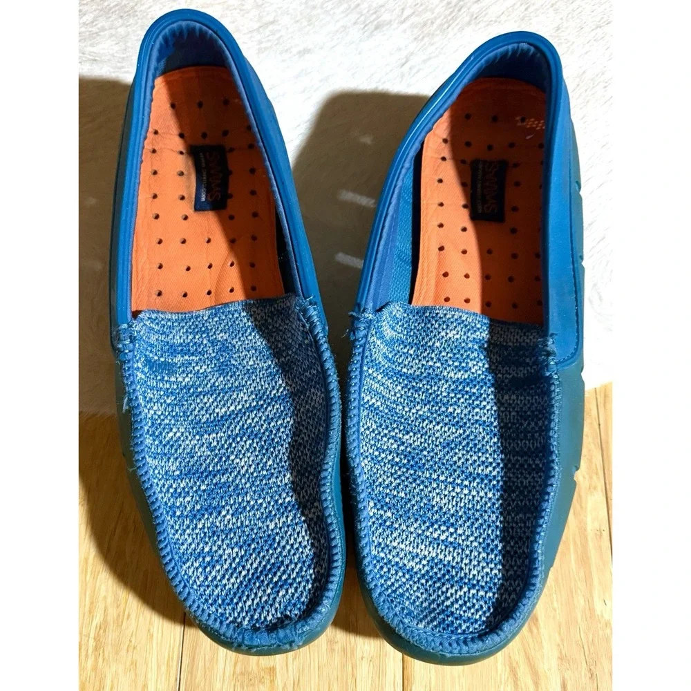 Swims Striped Venetian Loafers Boat Shoe Water Moccasin Men's SlipOn Size 9 Blue